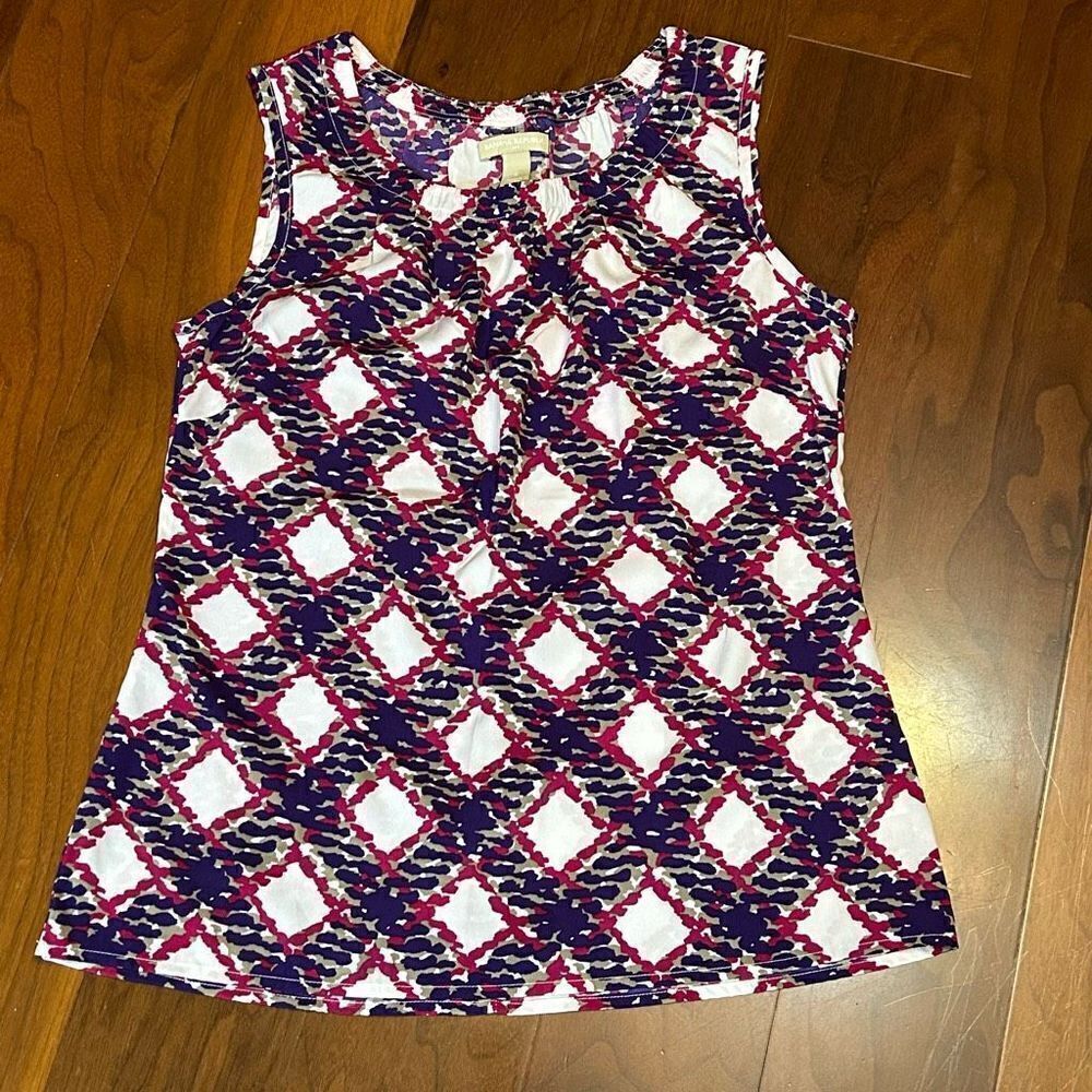 Banana‎ Republic sleeveless pink/purple/white print top size small NWT